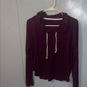 Women's Burgundy Hoodie Top
